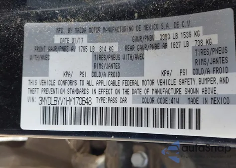 2017 Toyota Yaris Ia z USA, uszkodzony, nr VIN 3MYDLBYV1HY170648